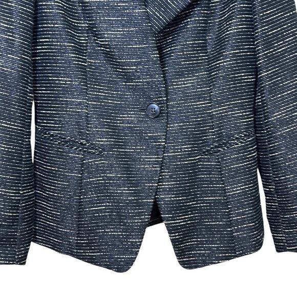 Lafayette 148 - Women’s Tweed Blazer, Silk Blend, Asymmetric, Black/White Size 4 - Picture 13 of 17